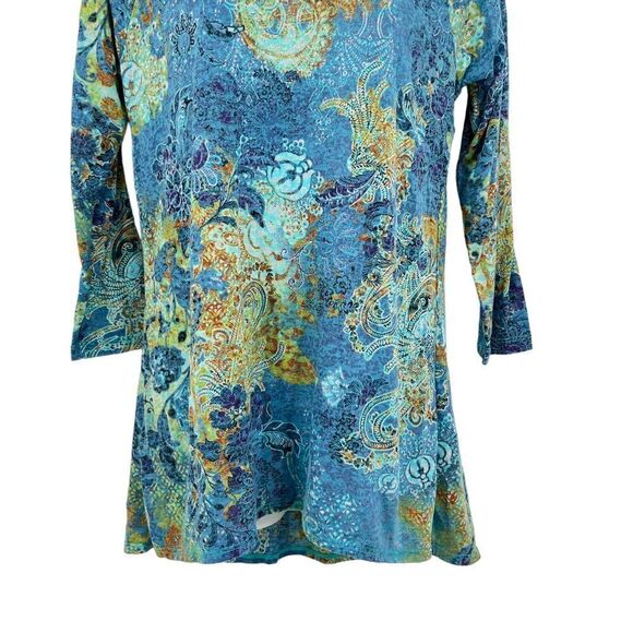 Tianello Womens Livia Blouse Tunic Size Small Paisley Burnout Cotton Blend Top - Picture 3 of 11